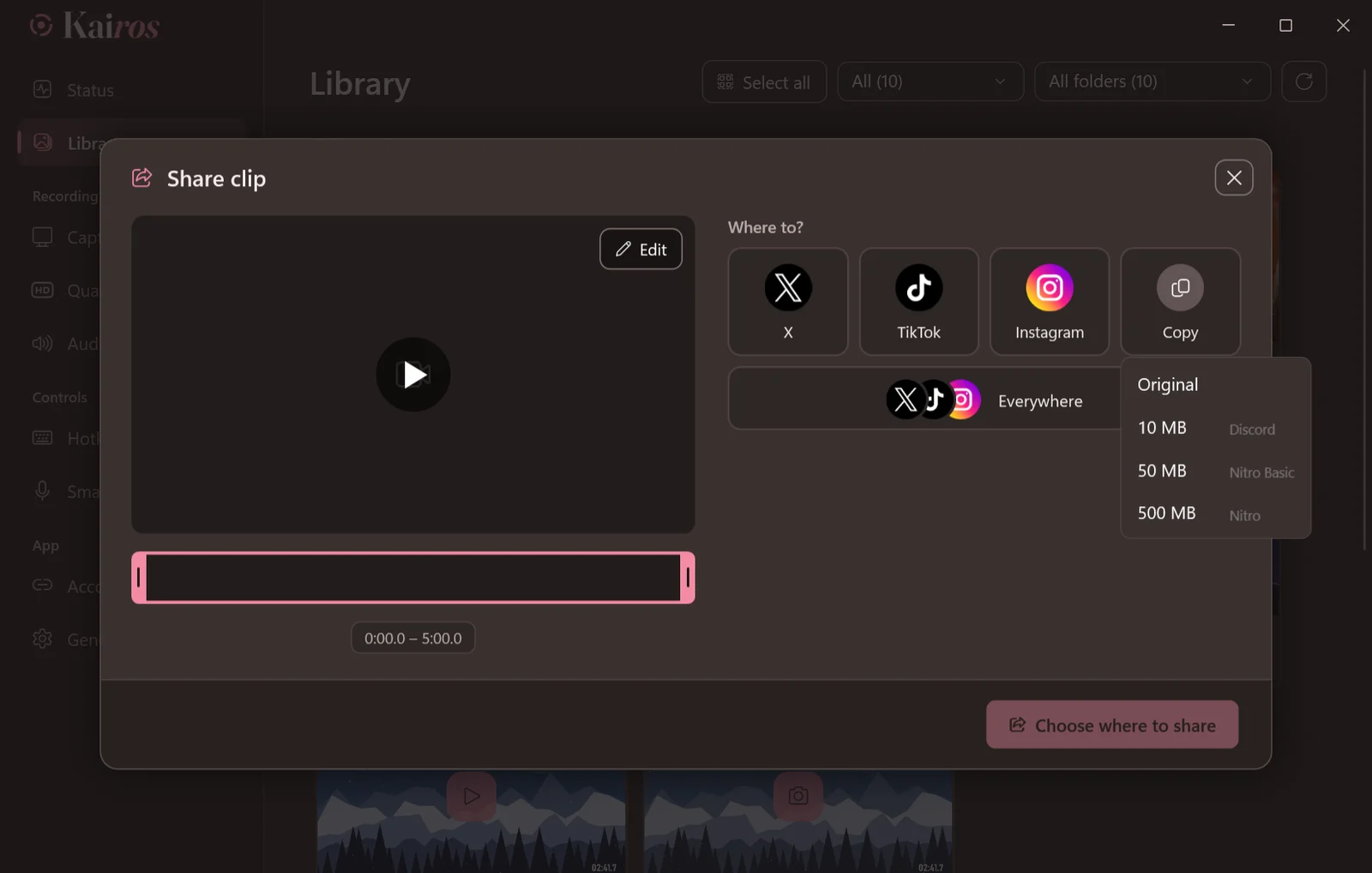 Copy for Discord with the size choices
